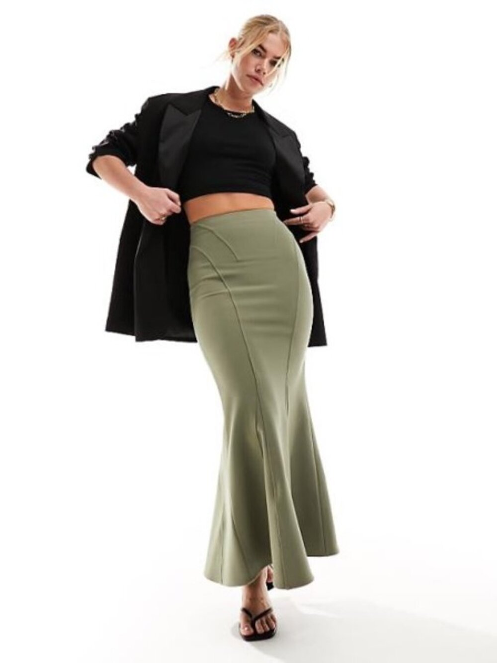 NWT – & Other Stories Olive Sage Green Long Maxi Mermaid Skirt - 10